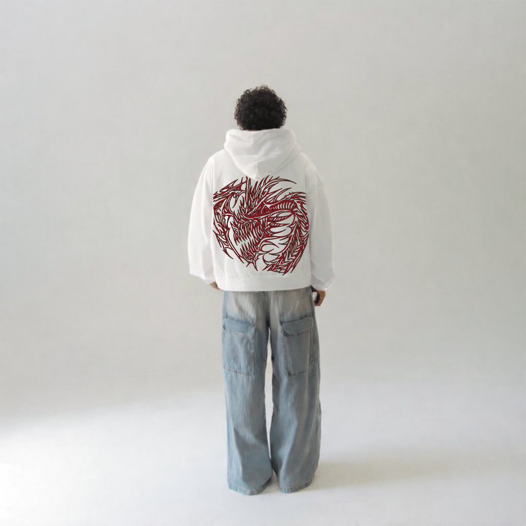 Draconic White Hoodie-3